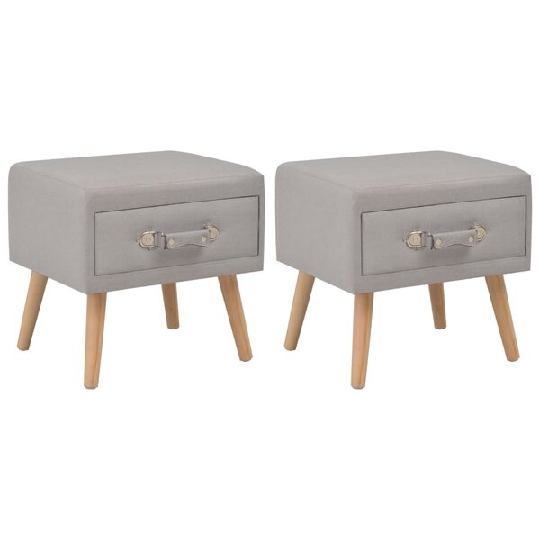 vidaXL Tables de chevet 2 Pièces Gris 40x35x40 cm Tissu
