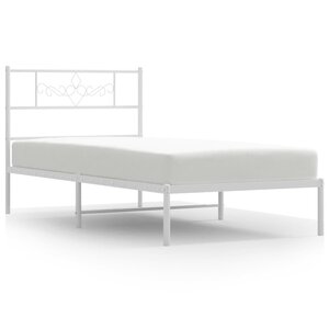 vidaXL Cadre de lit métal sans matelas et tête de lit blanc 107x203 cm