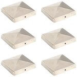 vidaXL Bouchons de poteau de clôture pyramidaux 6 Pièces Inox 101x101 mm