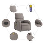 vidaXL Fauteuil inclinable de massage Taupe Tissu
