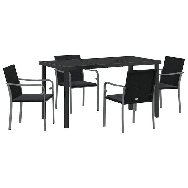 vidaXL Ensemble de salle à manger pour jardin 5 Pièces Noir Poly rotin