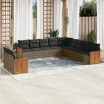 vidaXL Salon de jardin 11 Pièces avec coussins gris résine tressée