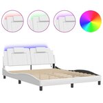 vidaXL Cadre de lit avec LED sans matelas blanc 160x200 cm