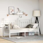 vidaXL Cadre de lit de jour avec tête de lit Blanc 75 x 190 cm Acier
