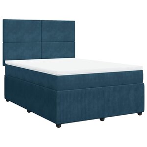 vidaXL Sommier à lattes de lit et matelas Bleu foncé 140x200cm Velours