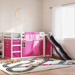 vidaXL Lit superposé sans matelas avec toboggan et rideaux 90x190 cm