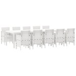 Ensemble de salle à manger de jardin vidaXL 11 pièces blanc en poly rattan