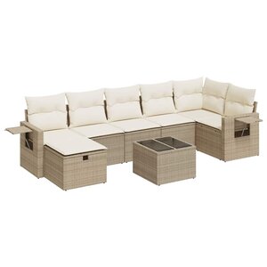 vidaXL Salon de jardin avec coussins 8 Pièces beige résine tressée