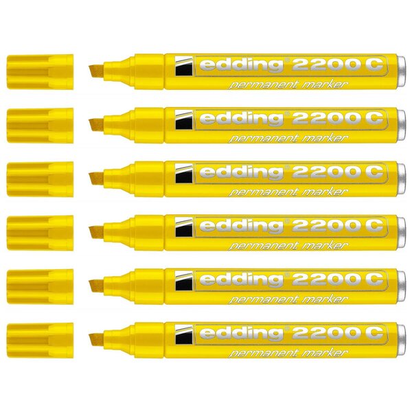 Marqueur Permanent 2200 C Corps Alu Jaune Pointe Biseautée 1-5 mm x 6 EDDING