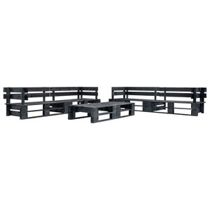vidaXL Canapés de jardin palette 6 Pièces noir bois