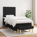 vidaXL Sommier à lattes de lit avec matelas Noir 90x190 cm Tissu