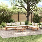vidaXL Ensemble de banc de jardin avec coussin 5 Pièces Marron  Crème