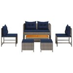 vidaXL Ensemble de canapé de jardin 6 Pièces Gris et bleu marine
