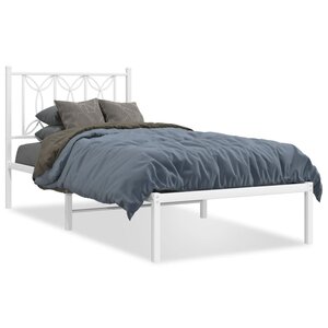 vidaXL Cadre de lit métal sans matelas avec tête de lit blanc 80x200cm
