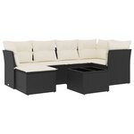 vidaXL Salon de jardin 7 Pièces avec coussins noir résine tressée