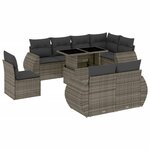 vidaXL Salon de jardin 9 Pièces avec coussins gris résine tressée