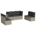 vidaXL Salon de jardin avec coussins 7 Pièces gris clair résine tressée