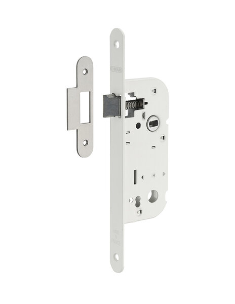 THIRARD - Serrure encastrable bec de cane type GDF  axe 40mm  bouts ronds  carré 6x9 mm  blanc - THIRARD