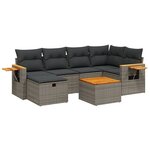 vidaXL Salon de jardin avec coussins 7 Pièces gris résine tressée