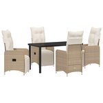 vidaXL Ensemble de salle à manger de jardin 5 pièces avec coussins en poly rotin beige