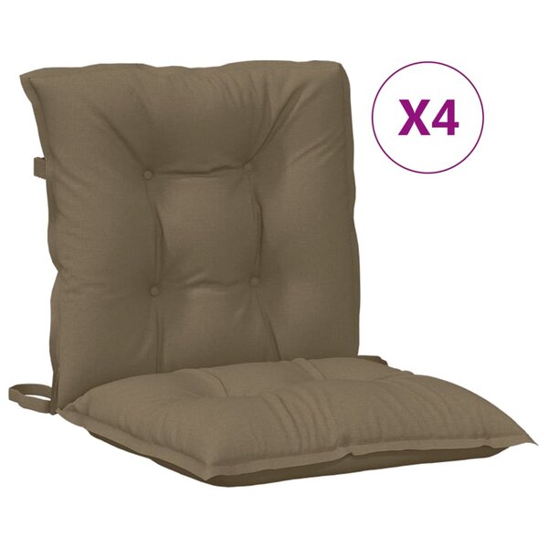 vidaXL Coussins de chaise à dossier bas lot de 4 taupe mélangé tissu