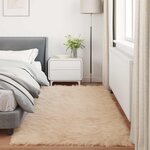 vidaXL Tapis en fausse Tafalla Beige 100 x 200 cm Polyester