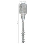 vidaXL Piquets au sol 2 Pièces Argenté 10x10x57 cm Acier galvanisé
