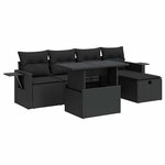 vidaXL Salon de jardin 6 Pièces avec coussins noir résine tressée