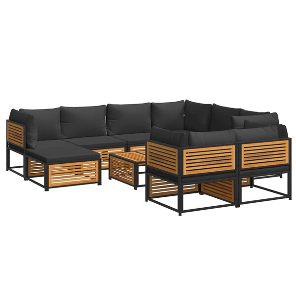 vidaXL Salon de jardin avec coussins 10 Pièces bois d'acacia solide