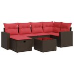 vidaXL Salon de jardin avec coussins 7 Pièces marron résine tressée
