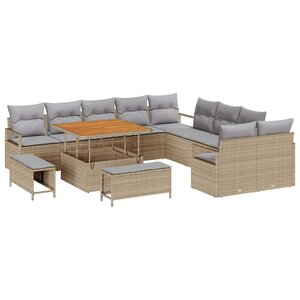 vidaXL Ensemble de canapé de jardin 13 Pièces Beige Poly rotin