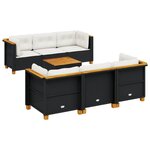 vidaXL Salon de jardin 7 Pièces avec coussins noir résine tressée