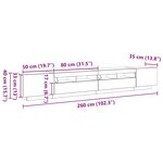 vidaXL Meuble TV 3 Pièces Noir 260 x 35 x 40 cm Bois d'ingénierie