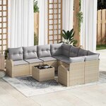 vidaXL Ensemble de canapé de jardin avec coussin 9 Pièces Beige et gris
