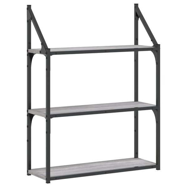 vidaXL Étagère murale 3 niveaux sonoma gris 60x21x78 5 cm