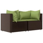 vidaXL Canapés d'angle de jardin et coussins2Pièces marron résine tressée