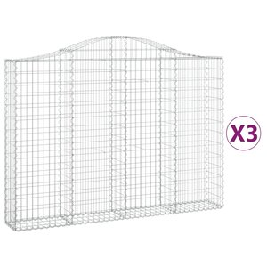 vidaXL Paniers à gabions arqués 3 Pièces 200x30x140/160 cm Fer galvanisé