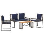 vidaXL Ensemble de meubles d'extérieur 9 pc Gris et bleu marine