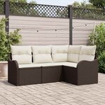vidaXL Ensemble de canapé de jardin 4 Pièces Marron Poly rotin