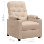 vidaXL Fauteuil inclinable Crème Tissu