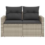 vidaXL Canapé de jardin 2 places et coussins gris clair résine tressée