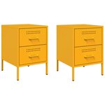 vidaXL Tables de chevet 2 Pièces jaune moutarde 36x39x50 5 cm acier