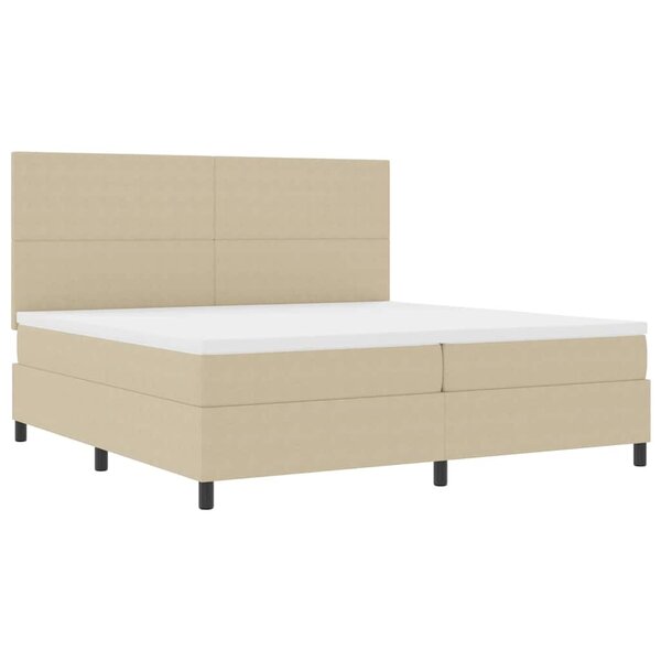 vidaXL Lit à ressort LED Gris clair et blanc 200 x 200 cm