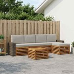 vidaXL Ensemble de canapés d'extérieur 6 pc Naturel et gris clair