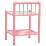vidaXL Tables de chevet 2 Pièces Rose et transparent Métal et verre