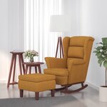 vidaXL Chaise à bascule avec pieds en bois et tabouret Marron Velours