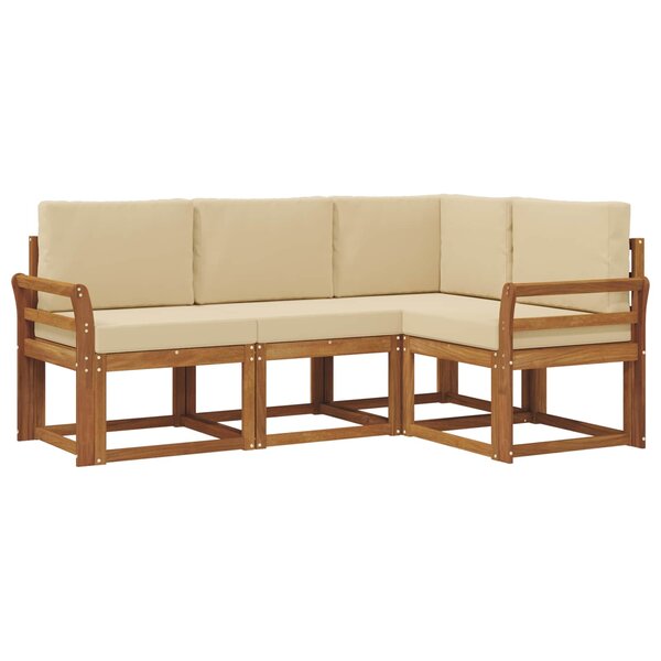 vidaXL Ensemble de canapés d'extérieur 4 pc Naturel et Beige