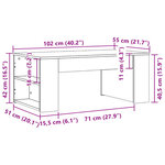 vidaXL Table basse gris béton 102x55x42 cm bois d'ingénierie