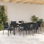 vidaXL Ensemble de salle à manger de jardin 7 pièces avec coussins en poly rotin noir