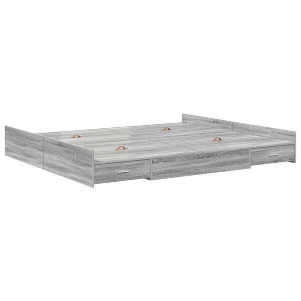 vidaXL Cadre de lit avec rangement Sonoma gris 200 x 200 cm